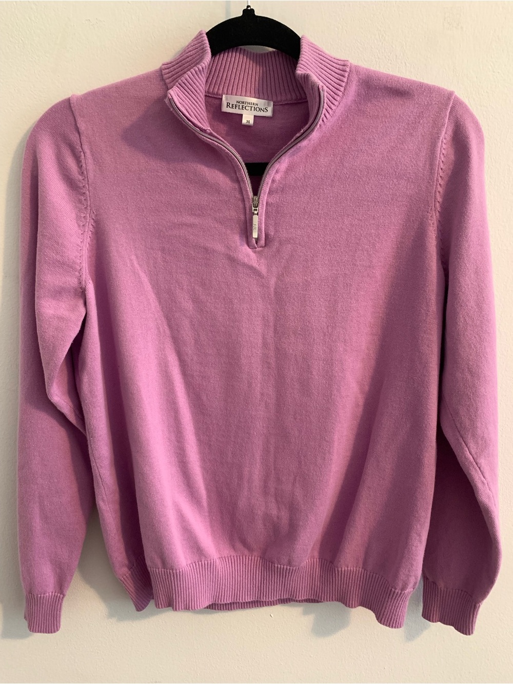 Northern Reflections Lilac Half-Zip Cotton Turtleneck Sweater